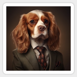 Cavalier King Charles Spaniel Dog in Suit Sticker